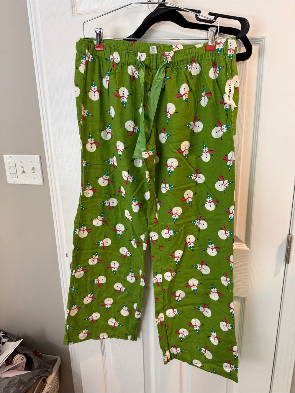 Old Navy Green Snowman Print Women's Pajama Pants